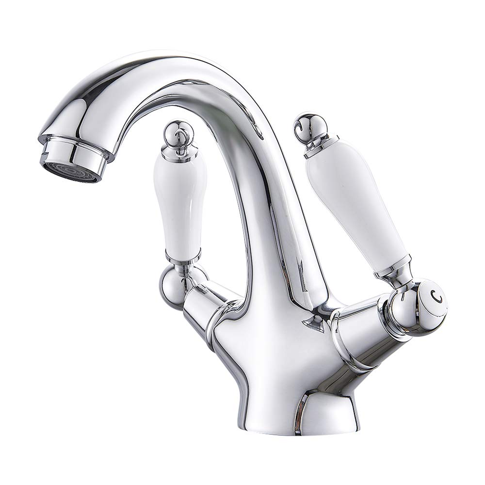 Dual Lever Basin Mixer taps Bathroom Sink tap Chrome hot and Cold Small Solid Brass luxry Faucet