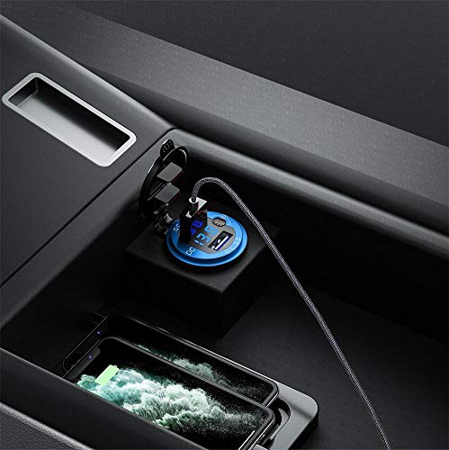 Thlevel Quick Charge 3.0 Autolader, USB-oplader Socket Adapter Stopcontact met LED Digitale Voltmeter en Schakelaar voor… - Afbeelding 3