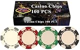 100 11.5 gram Poker Chips in Welcome to Las Vegas Gift Box; Choose from Several Designs