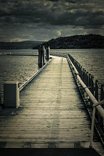 Moonlit boat dock on Coeur D' Alene Lake. Fine Art Photographic Print for Home Decor in 8x10 8x12 11x14 12x18 16x24 20x30 24x36 sizes