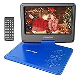 DBPOWER 11.5" Portable DVD Player with 9.5" Swivel Screen, 5-Hour Built-in Rechargeable Battery, Support CD/DVD/SD Card/USB, with Car Charger and Power Adaptor, Blue