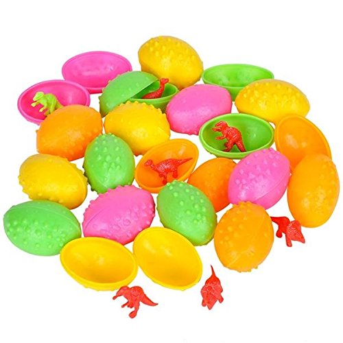 Neliblu Easter Eggs Filled with Mini Dinosaur Toys Bulk Toys Pack of 24 Dinosaur Toy Figures, Amazing Party Favors, Goody Bag Stuffers, Easter Basket Fillers