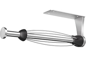 AKAAYUKO Paper Towel Holder Under Cabinet with Damping Effect, Single-Hand Operable Wall Mount Paper Towel Holder for Kitchen/Bathroom, Under Counter Self-Adhesive/Drilled Kitchen Towel Holder, Silver