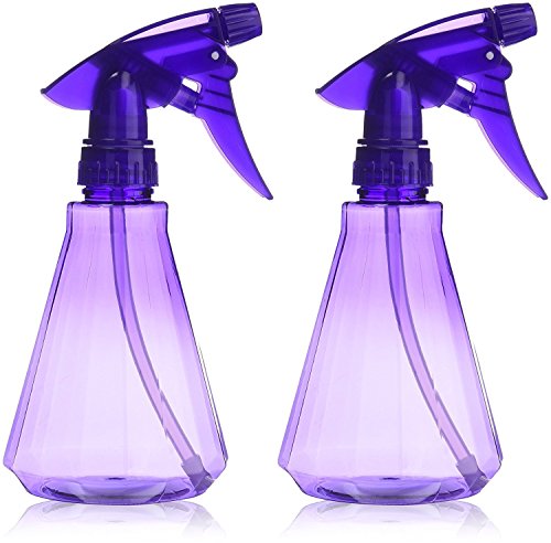 Empty Plastic Spray Bottle 12 oz, Clear Purple, Adjustable Head Sprayer from Fine to Stream (Pack of 2)