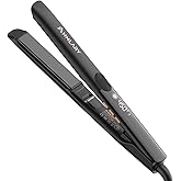 Annlary Hair Straightener 1 Inch Flat Iron and Curler 2 in 1 Titanium Ceramic Ionic Dual Voltage Straightener with Heat-Resistant Silicone, for Less Frizz, Shinier & Smoother