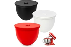 Omoiyari Premium 3-SET Silicone Bowl Liner with Air Valve for Kitchen Aid 5 Qt Stand Mixer–2mm Extra-Thick Food-Grade Silicone, Precision Fit for Tilt-Head Mixers, Fermentation & Mess-Free Mixing