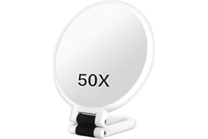 50X Magnifying Mirror, Double-Sided Magnifying Makeup Mirror with 360° Adjustable Handle, Handheld/Wall Mount/Tabletop Design