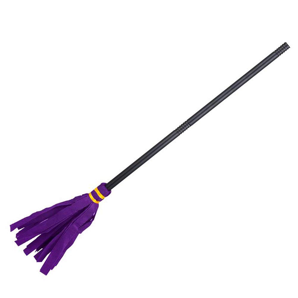 BinaryABC Halloween Witches Broom Plastic Broom,Halloween Cosplay Costume Props,Halloween Masquerade Dress Up Costume Decoration Supplies(Purple)