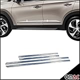 Recro Garage Stainless Steel Chrome Side Body Molding Protector Double Door Trim 4 Pcs. for Hyundai Tucson 2016-2021