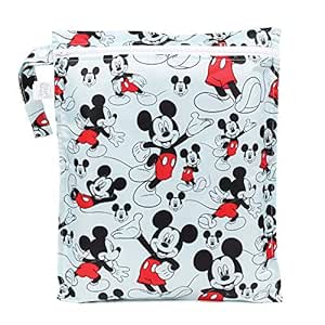Bumkins Waterproof Wet Bag, Washable, Reusable for Travel, Beach, Pool, Stroller, Diapers, Dirty Gym Clothes, Wet Swimsuits, Toiletries, 12x14 – Disney Mickey Mouse