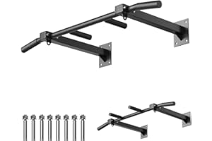 COMETOFIT Wall Mount Pull Up Bar, Joist Mount Pull Up Bar, Beam and Rafter Mounted Chin Up Bar for Home Gym With Wood Mount and Wall Mount Screws