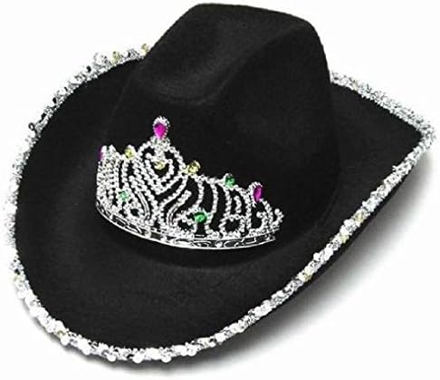 New Black Velvet Cowboy Hat Tiara Western Headwear Hats Womens Ladies Wear New