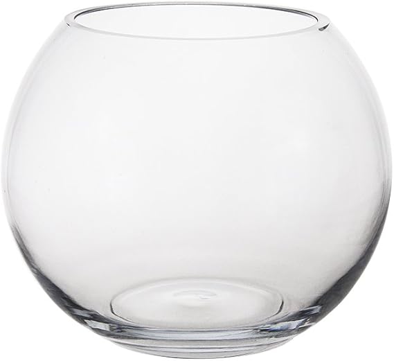 Mega Vases Bubble Fish Bowl Vase 8 Inch x 6.25 Inch, Decorative Clear Glass with