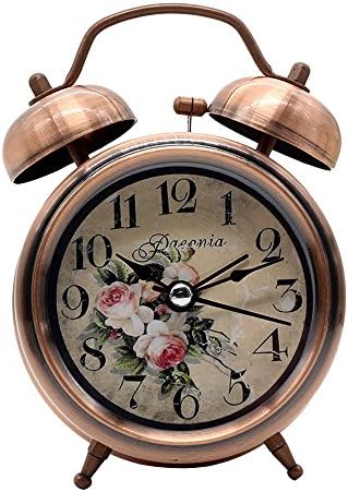 Kaimao 3" Metal Quartz Analog Quiet Non-ticking Twin Bell Alarm Clock Retro Classic Bedside Alarm Clock with Loud Alarm and Nightlight,Battery Operated