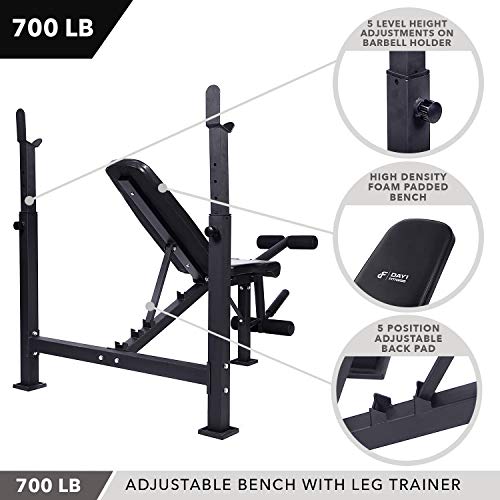 Olympic Weight Bench with Leg Developer Attachment by D1F for Strength