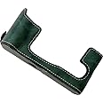 X-T30 Case, BolinUS Handmade PU Leather Half Camera Case Bag Cover Bottom Opening Version for Fuji Fujilfim X-T30 XT30 With Hand Strap (Green)