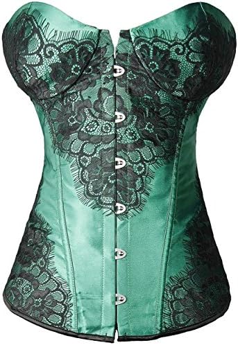 Amoluv Women's Fashion Strapless Boned Overbust Bustiers Corset Green