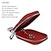 KUMEED Car Key Chain Bag Genuine Leather Smart Keychain Coin Holder Case Cover Pouch Remote Key Fob Bag Keyring Wallet Zipper Case Red