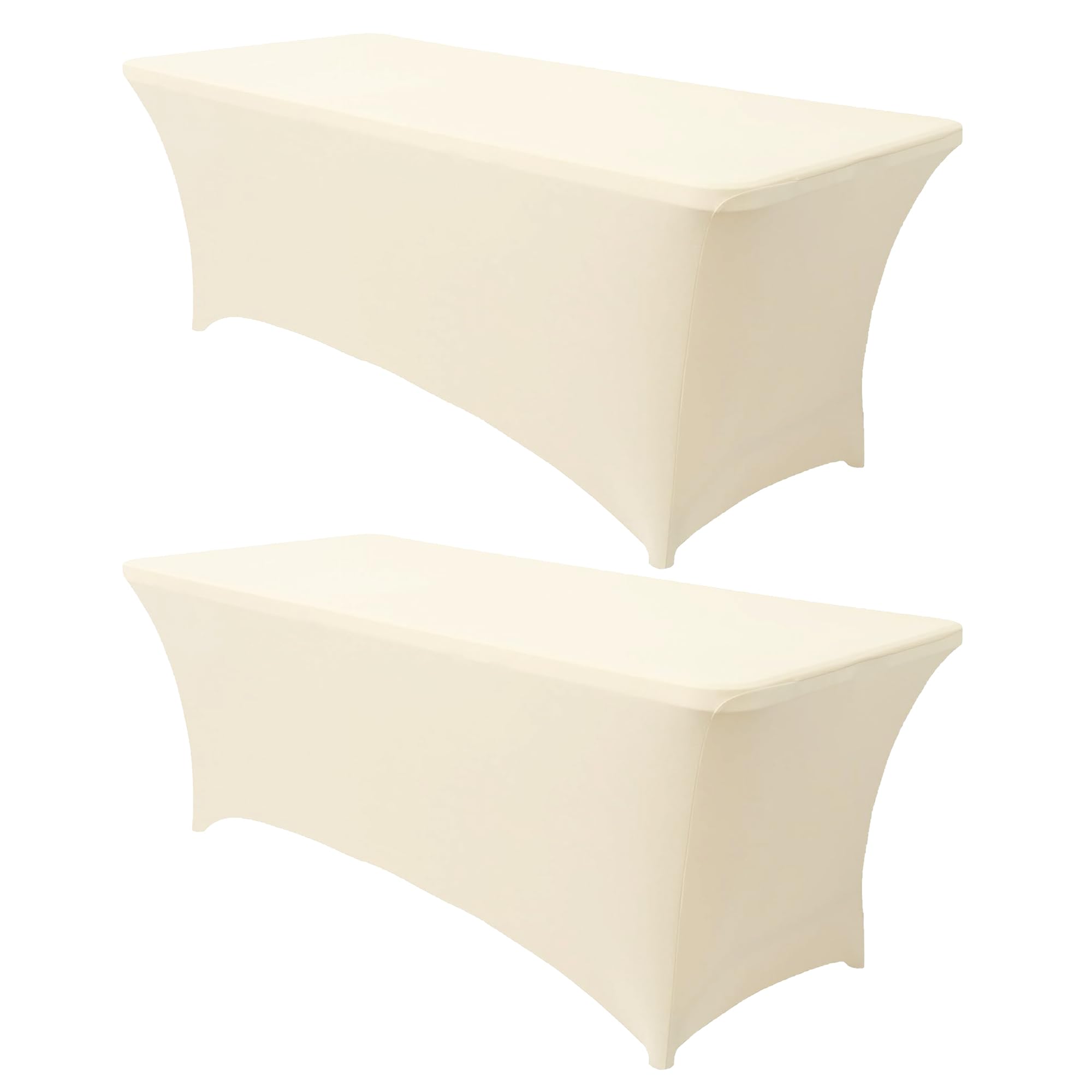 Photo 1 of Obstal 6ft Stretch Spandex Table Cover for Standard Folding Tables - 2 Pack Universal Rectangular Fitted Tablecloth Protector for Wedding, Banquet and Party, 72L x 30W x 30H Inches, Cream, 2pc