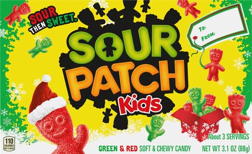 SOUR PATCH KIDS RED & GREEN SOFT & CHEWY HOLIDAY CANDY, 3.1 OZ