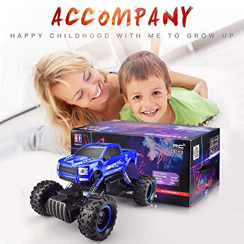 DOUBLE E Remote Control Trucks Monster RC Car 1:12 Scale Off Road Vehicle2.4Ghz Radio Remote Control Car 4WD High Speed Racing All Terrain Climbing Car Gift for Boys Girls Kids