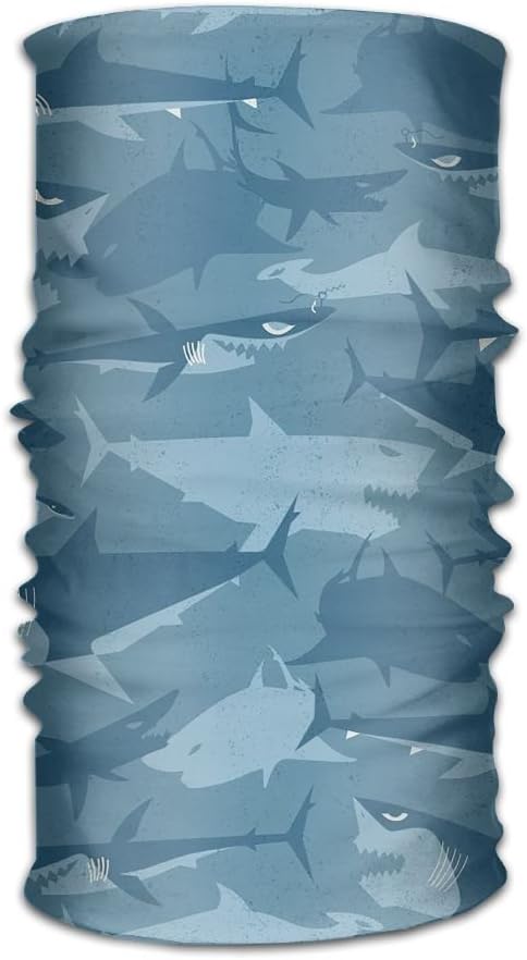 Janeither Magic Kerchief Cute Cartoon Shark Fans Headband Mask Sports Seamless Breathable Hair Scarf Coverchief