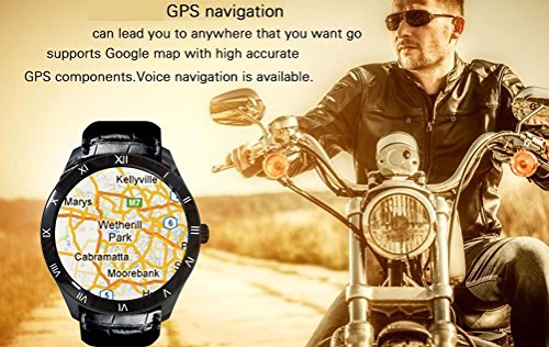 L@YC New Android 5.1 Support WiFi Call GSM850/900/1800/1900 CPU MTK6580 Quad 1.3GHZ Smart Watch Pedometer Heart Rate Monitoring Support Nano SIM Card, Black