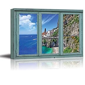 Cliffside Houses Overlooking a Beautiful Ocean View - Seaside Homes in Idyllic Setting - Canvas Art Home Art - 24x36 inches