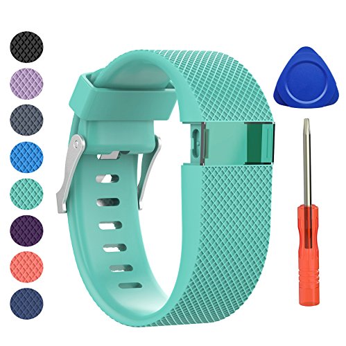 Newest Fitbit Charge HR Band, BeneStellar Silicone Replacement Small Large Band Bracelet Strap for Fitbit Charge HR Wireless Activity Wristband (Teal 1-Pack, Small(5.4