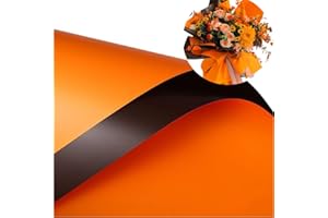 XICHEN 20 Sheets/Double-Sided Colors Flower Wrapping Paper,Waterproof Florist Bouquet Paper,DIY Crafts,more colors Different Double-Sided Colors 58 x 58cm(22.8x 22.8 inch) (Orange+Dark brown)
