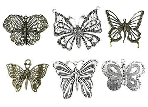 Kinteshun Assorted Butterfly Charm Pendant Connector for DIY Jewelry Making Findings(21pcs,Big Size) - Thumbnail 2