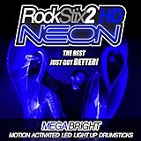 BRIGHT BLUE - ROCKSTIX 2HD NEON, MEGA BRIGHT LED LIGHT UP DRUMSTICKS, (CLASS A - LED with unique narrow beam for brighter color & effect) Set your gig on fire!