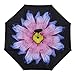 Procella Inverted Umbrella, Large Windproof Double Layer Canopy, Reverse Umbrellas for Car, Rain, Sun and Outdoor Use, Hands-Free C-Shaped Handle, UV Protection, Purple Flower Design