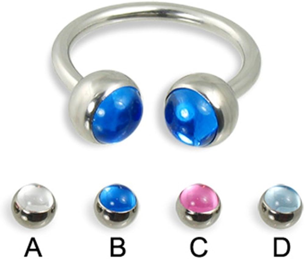 MsPiercing Circular Barbell With Cabochon Balls, 14 Ga