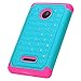 Microsoft Lumia 435 Case, Style4U Studded Rhinestone Crystal Bling Hybrid Armor Case Cover for Microsoft Lumia 435 with 1 Stylus [Teal/Hot Pink]