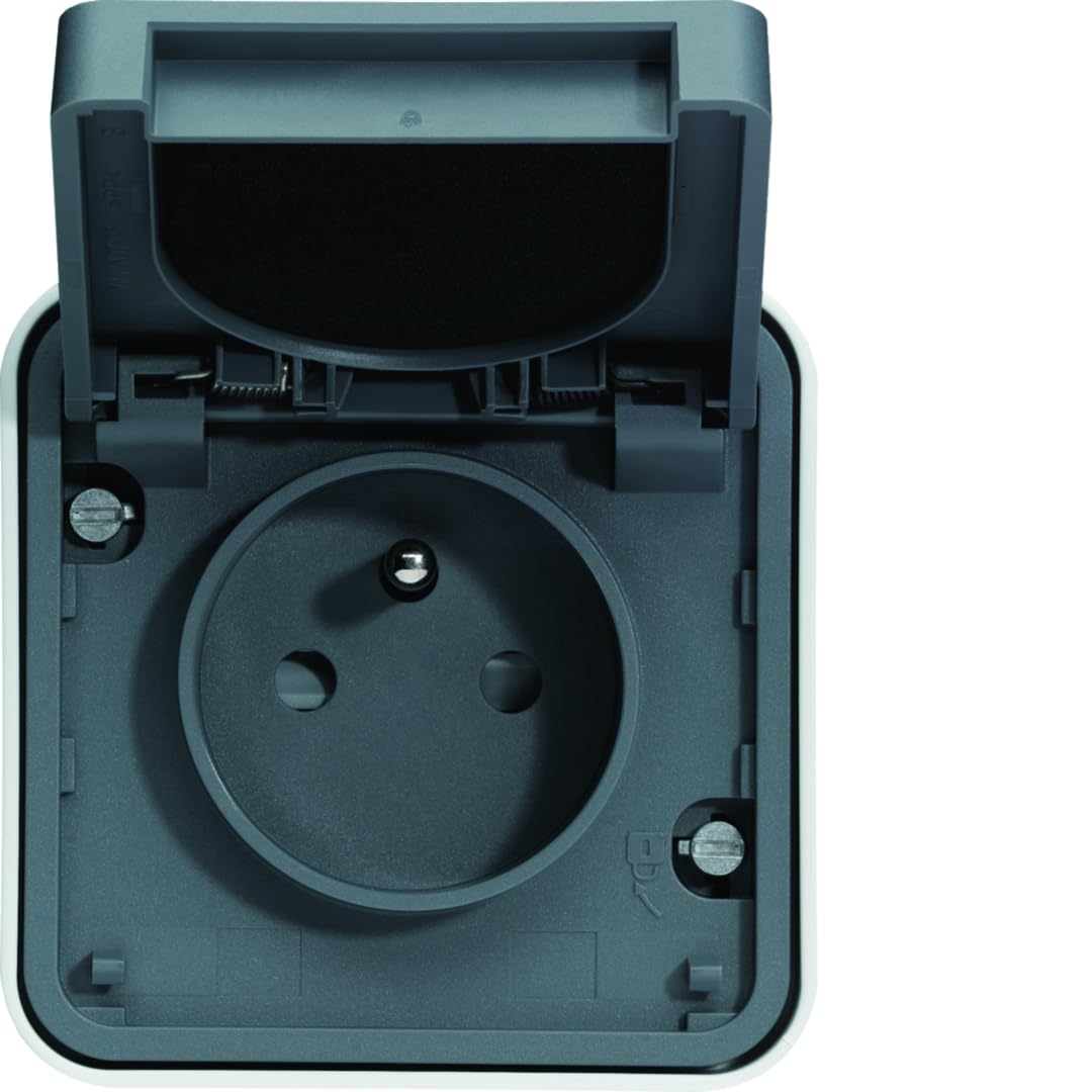 Prise 2P+T étanche Cubyko complet En saillie - Gris - WNC100- Hager