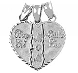Textured Sterling Silver 3-Piece Mom and Daughters Breakable Heart Necklace Pendant
