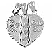 Textured Sterling Silver 3-Piece Mom and Daughters Breakable Heart Necklace Pendant