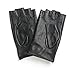 Ambesi Women's Classic 1/2 Finger Leather Driving Gloves Black S