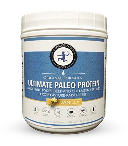 Ultimate Paleo Protein (Vanilla, 15 Servings) - Premium Grass Fed Beef Protein (via HydroBEEF), Non-GMO, Paleo Friendly, Gluten Free, Dairy Free, No Artificial Sweeteners or Preservatives