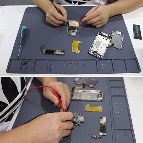 Haranges Magnetic Heat Insulation Silicone Pad Non-Slip Project Magnetic Screw Mat for Smart Phone, Laptop and Electronics Disassembly ( 19.4''×13.83'') (Grey)