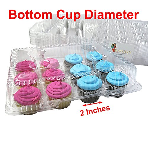 Katgely Disposable Cupcake Box Container Holds 12 Cupcakes PBA Free