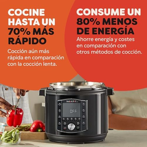Pro Multicocina Eléctrica 10 en 1, 1200 W, 5,7 L – Olla a Presión, Cocción Lenta, Arrocera, Vaporera, Salteado, Esterilizador, Yogurtera, Sous Vide – Acero Inoxidable Negro