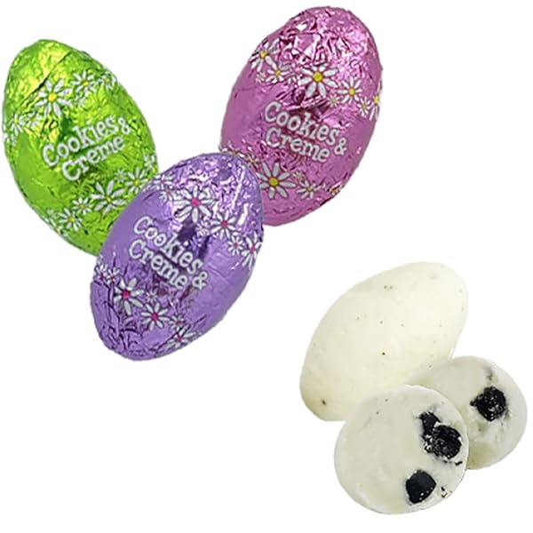 FRUIDLES EASTER COOKIES & CREAM CHOCOLATE EGGS, MULTICOLORED FOIL WRAPPED MILK CHOCOLATE IN HAPPY EASTER EGG GIFT-BOX (1 POUND)
