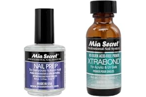Mia Secret Professional Natural Nail Prep Dehydrate and Xtra Bond, Acid-Free Primer Set. Superior Bonding Primer for Acrylic Powder and Gel Nail Polish. Nail, Long-Lasting.