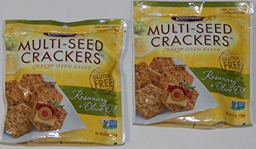 Crunchmaster Multi-Seed Crackers, Rosemary & Olive Oil, 100% Whole Grain Non-GMO, 4.5 Oz. (Pack of 2)