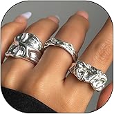 Mexegy 3Pcs Chunky Stacked Gold Knuckle Rings for Women,Vintage Pleated Texture Open Statement Finger Ring,Personalized Trendy Jewelry Accessories Gifts