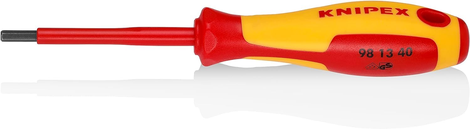 KNIPEX Screwdriver for Hexagon Socket Screws Insulated with Multi-Component Grips, VDE-Tested 182 mm, 98 13 40