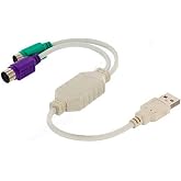 SANOXY White PS/2 Dual PS2 to USB 2.0 Converter Active Adapter Cable