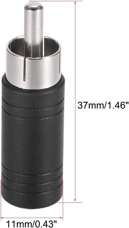 sourcing map RCA Male to 3.5mm Female Connector Stereo Audio Video Adapter Coupler Converter Black 2Pcs - Image 3